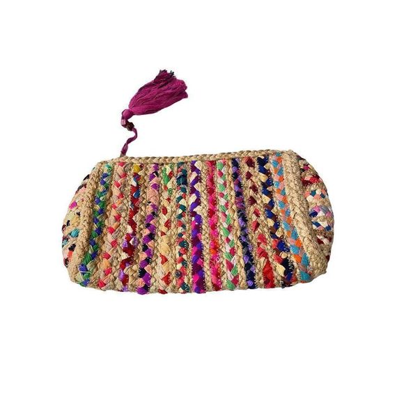 Shiraleah Chicago Woven Straw Clutch Handbag Multi color - Picture 1 of 6